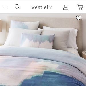 West elm full queen duvet Tencel abstract landscape